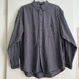 Eddie Bauer Navy and White Plaid Shirt